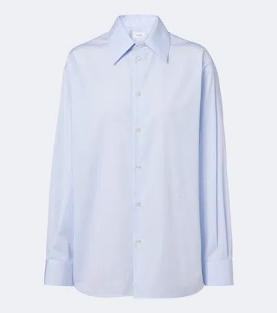 Saint Laurent Cassandre Pinstripe Cotton Shirt In Blue