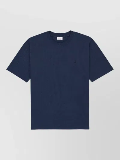 Saint Laurent Logo-embroidered Crew-neck T-shirt In Blue