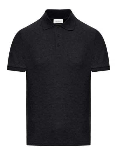 Saint Laurent Cassandre Piquet Polo In Black