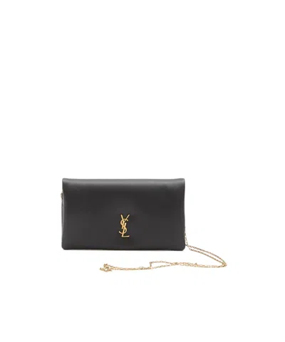 Saint Laurent Cassandre-plaque Cross Body Bag In Black