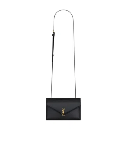 Saint Laurent Cassandre-plaque Envelope Belt Bag In Black
