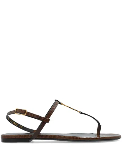 Saint Laurent Cassandra Sandals Black In Brown