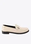 Saint Laurent Cassandre Plaque Penny Loafers In White