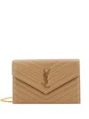 Saint Laurent Cassandre-plaque Quilted Cross Body Bag In Neutral