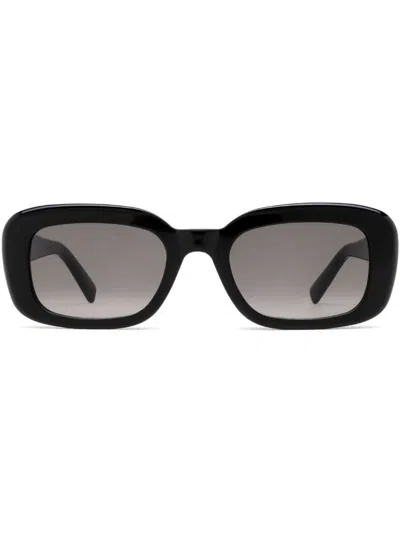 Saint Laurent Cassandre-plaque Sunglasses In Black