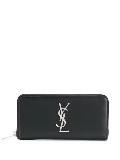 Saint Laurent Cassandre-plaque Wallet In Black