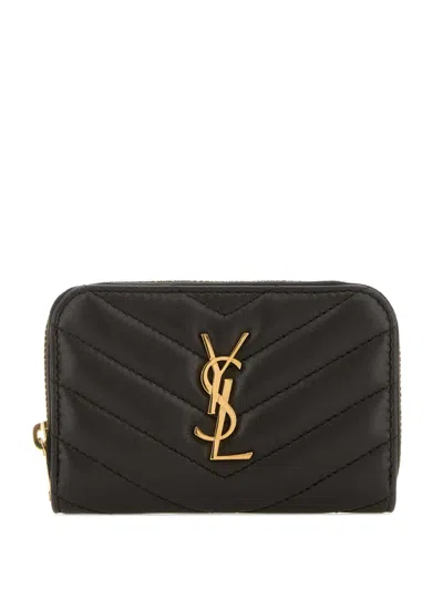 Saint Laurent Cassandre-plaque Wallet In Brown