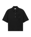 Saint Laurent Cassandre Polo In Cotton Piqué In Black