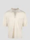 Saint Laurent Men's Cassandre Polo Shirt In Wool In Ecru
