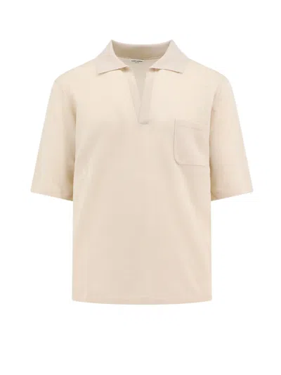 Saint Laurent Cassandre Polo Shirt In Beige