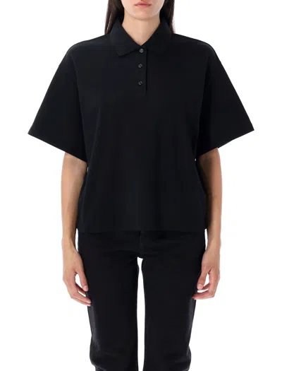 Saint Laurent Cassandre Polo Shirt In Black