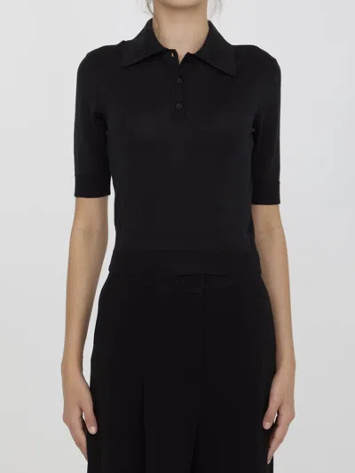 Saint Laurent Cassandre Polo Shirt In Black