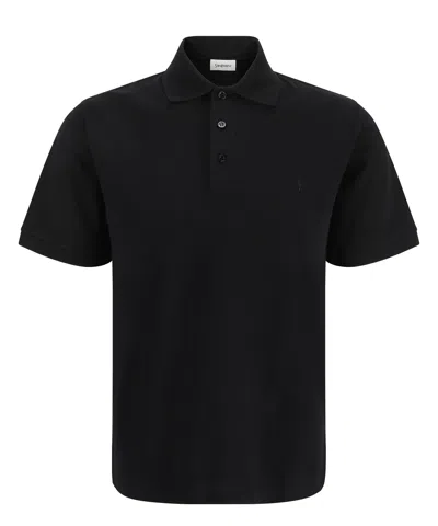Saint Laurent Cassandra Polo Shirt In Black