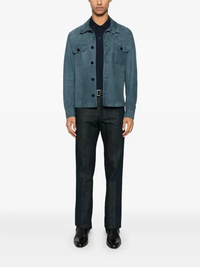 Saint Laurent Cassandre Polo Shirt In Blue