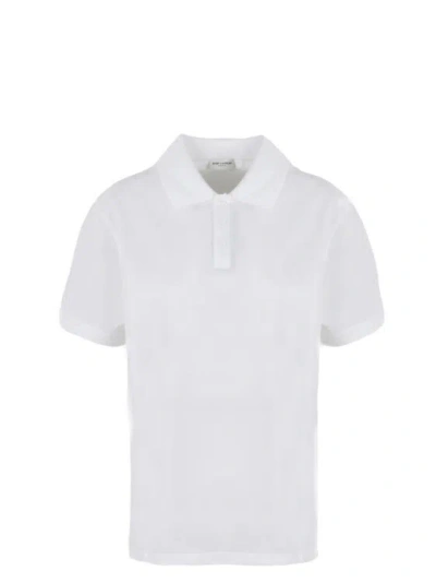Saint Laurent Cassandre Polo Shirt In White