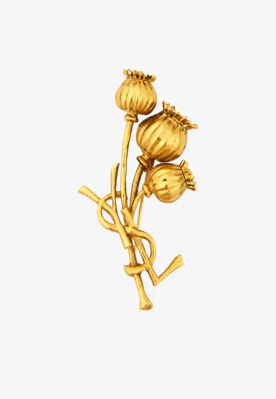 Saint Laurent Cassandre Poppy Brooch In Gold