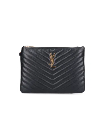 Saint Laurent 'cassandre' Pouch In Black  
