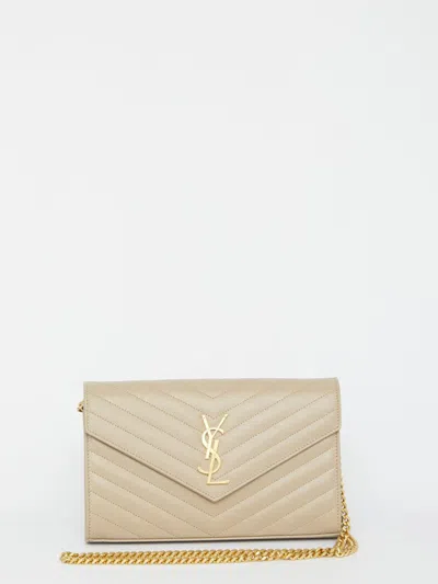 Saint Laurent Cassandre Pouch Matelassé In Nude