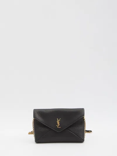 Saint Laurent Cassandre Pouch With Chain In Black