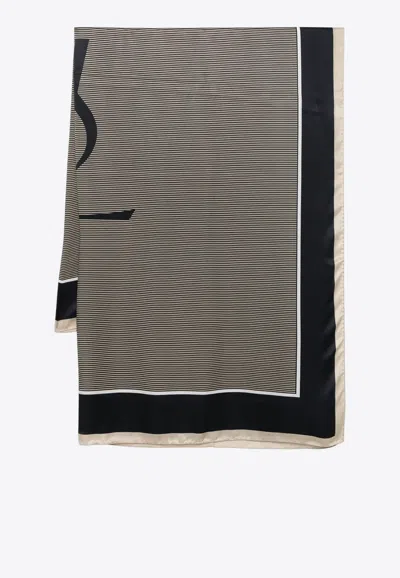 Saint Laurent Cassandre Print Silk Scarf In Multi