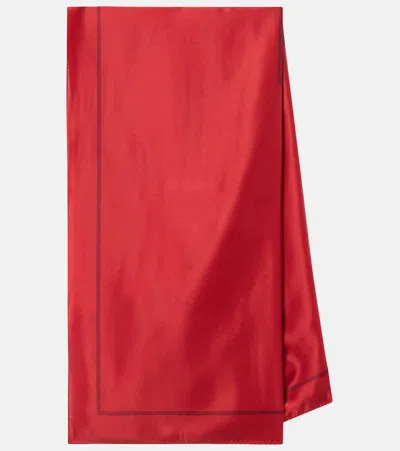 Saint Laurent Cassandre Printed Silk Charmeuse Scarf In Red