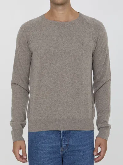 Saint Laurent Cassandre Pullover In Beige