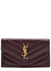 Saint Laurent Cassandre Quilted Card Holder In Brown