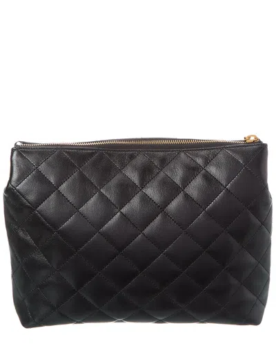 Saint Laurent Cassandre Quilted Cosmetic Pouch In Blue