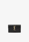 Saint Laurent Cassandre Quilted Envelope Clutch In Black