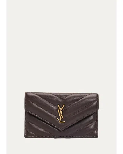 Saint Laurent Cassandre Quilted Envelope Wallet In Arabica