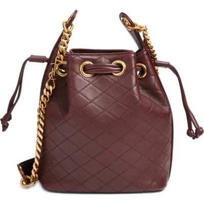 Saint Laurent Cassandre Quilted Leather Bucket Bag In Burgundy