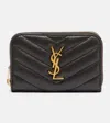 Saint Laurent Cassandre Quilted Leather Card Holder In Black