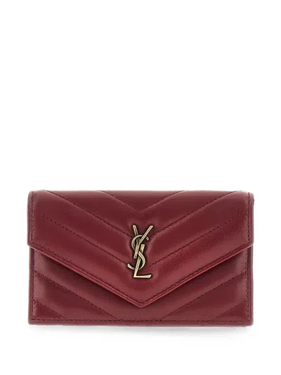 Saint Laurent Cassandre Quilted Leather Card Holder In White