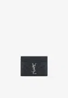 Saint Laurent Cassandre Quilted Leather Cardholder In Black