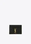 Saint Laurent Cassandre Quilted Leather Cardholder In Black