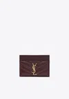 Saint Laurent Cassandre Quilted Leather Cardholder In Burgundy