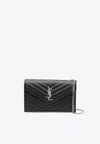 Saint Laurent Cassandre Quilted Leather Clutch Bag In Black