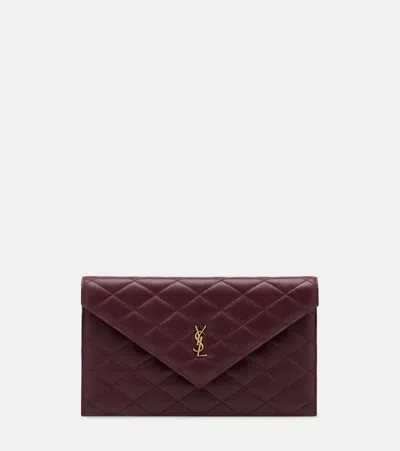 Saint Laurent Cassandre Quilted Leather Pouch In Burgundy