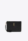 Saint Laurent Cassandre Quilted Leather Purse In Black