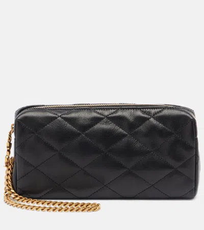 Saint Laurent Cassandre Quilted Leather Wallet On Chain In Black