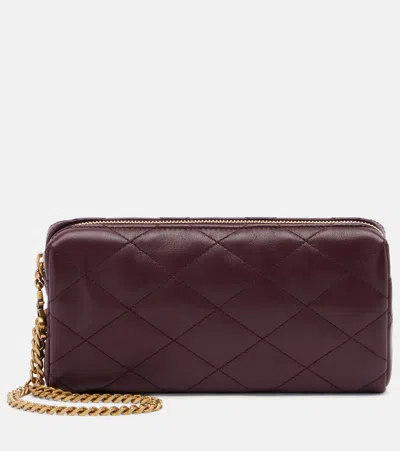 Saint Laurent Cassandre Quilted Leather Wallet On Chain In Burgundy