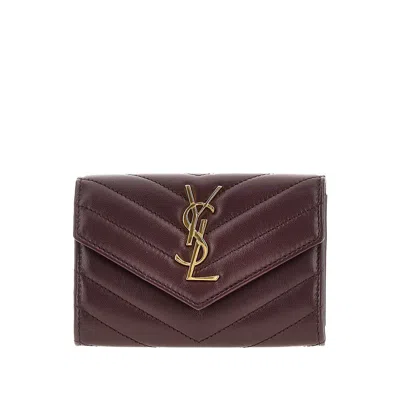 Saint Laurent 'cassandre' Quilted Leather Wallet In Red
