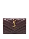 Saint Laurent Cassandre Quilted Logo Wallet In Burgundy