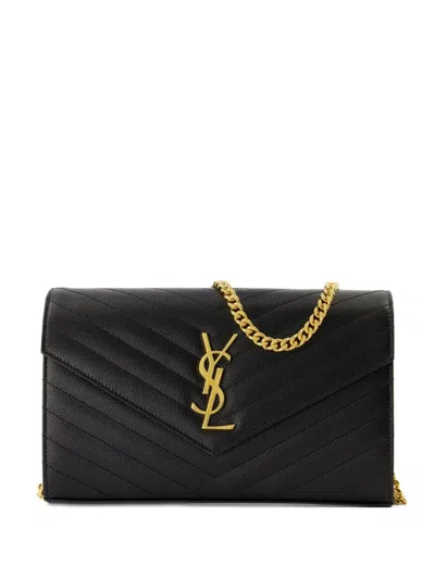 Saint Laurent Cassandre Quilted Shoulder Bag In Black