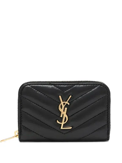 Saint Laurent Cassandre Quilted Wallet In Black