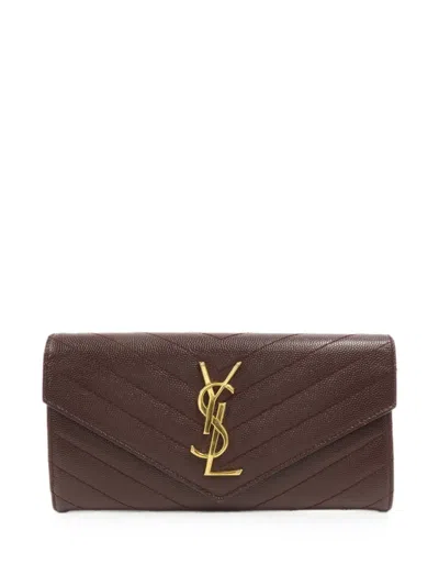 Pre-owned Saint Laurent Cassandre Quilted Wallet In Red