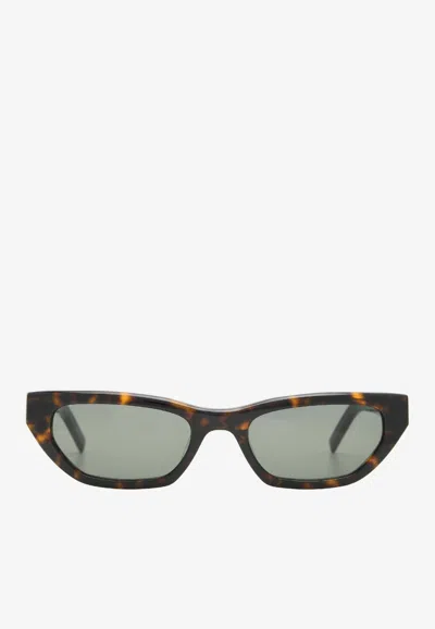 Saint Laurent Cassandre Rectangular Sunglasses In Gray
