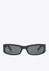 Saint Laurent Cassandre Rectangular Sunglasses In Black