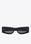 Saint Laurent Cassandre Rectangular Sunglasses In Gray