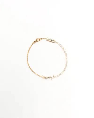 Saint Laurent Cassandre Rhinestone Ysl Bracelet In Gold